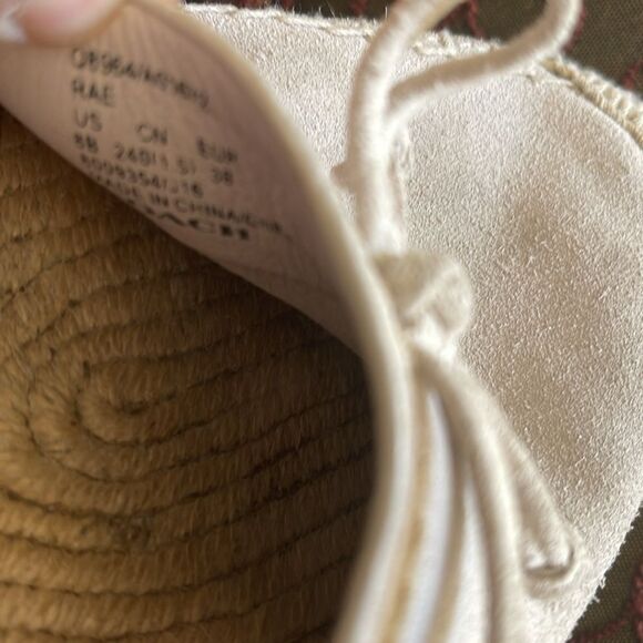 Coach Rae leather suede Beige Slip On Espadrilles Shoes front bow accent SZ8B - Picture 12 of 12
